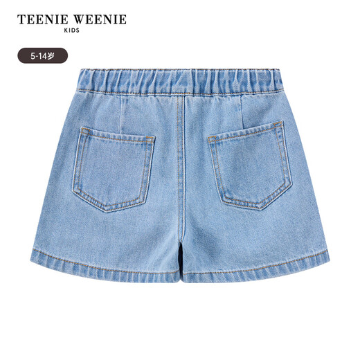 Teenie Weenie Kids Bear Children's Clothes Summer Girls' Pleated Denim Skirts Blue 120 cm