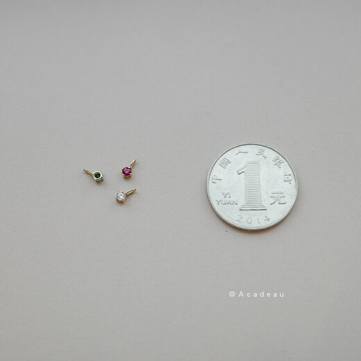 Junbu 3-color 2.5mm mini zircon pendant. 10K gold small diamond pendant bracelet tail pendant red single pendant, chain not included