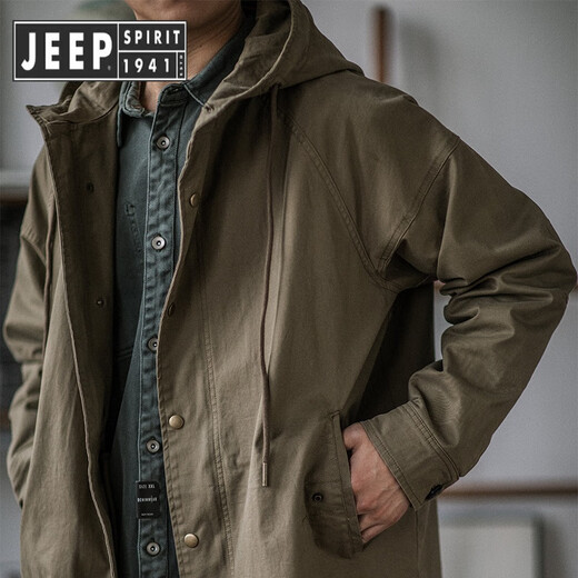 JEEP SPIRIT American retro M51 military green windbreaker fishtail parka hooded coat Ami khaki mid-length coat spring, autumn and winter dark military green in stock regular XL