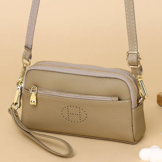 南啵丸真皮手拿包女2025新款时尚韩版单肩斜挎包百搭多层小包手抓贝壳包 黑色