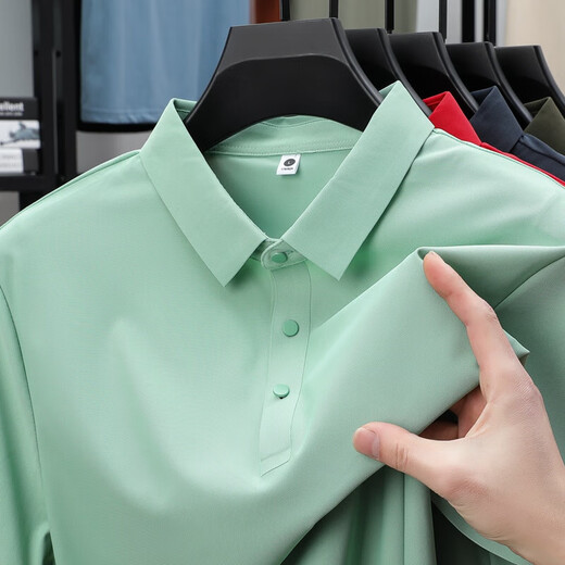 JeansWest Wang Yibo endorses ice silk thin POLO shirt for men, moisture-wicking and quick-drying short-sleeved loose casual ice-feel top BYBL-12358 Navy Blue 2XL