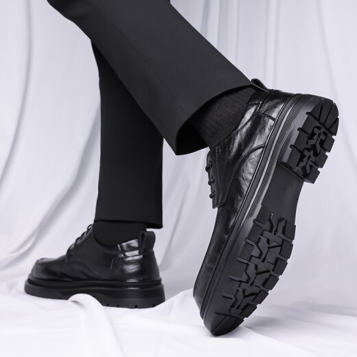 Zapatos de cuero portulese para hombres de negocios británicos para hombres zapatos casuales de negocios bajo pleso espesor zapatos formales zapatos de boda 9929 negro 41