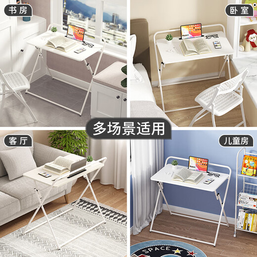 Shufusi foldable desk bedside computer table home student study table adult simple office writing table folding table M size 80x48cm teak color (no installation required)