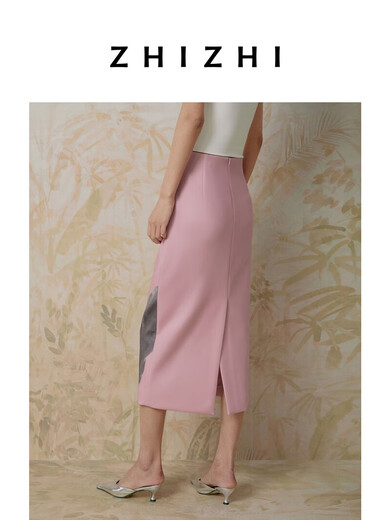 Zhizhi Wind Chime Skirt Printed Skirt Women's 2025 Spring New Style Cover Arm Slimming Tulip Rose Mist Powder XS