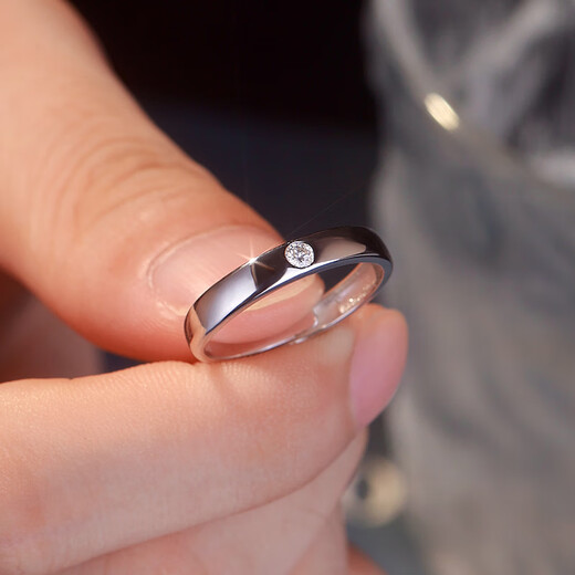 Pt950 platinum diamond men's ring plain ring live simulation diamond ring proposal wedding men's ring wedding ring for husband light luxury single-minded men's ring