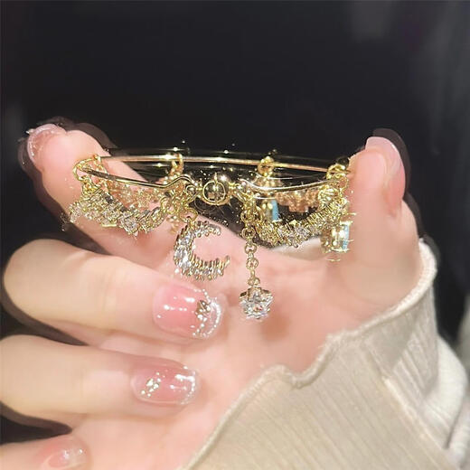 Olevo<Moon>Zircon Moon Star Tassel Bracelet ins niche high-end bracelet women's high-value bracelet M-Zircon Moon Star Tassel Bracelet