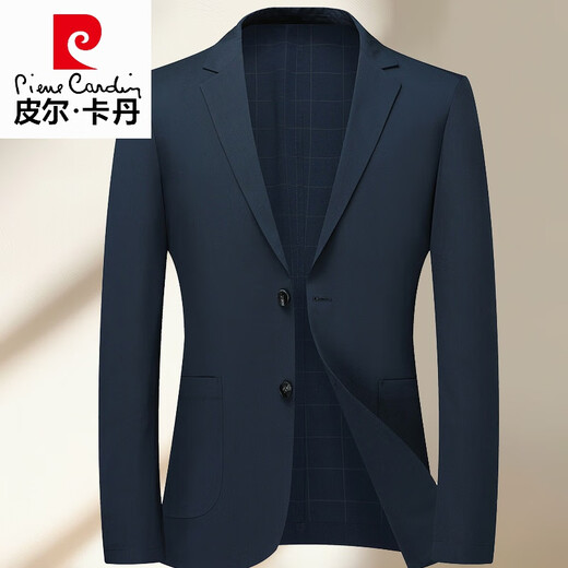 皮尔卡丹（pierre cardin）高档商务薄弹力透气休闲西服2025春秋季男士爸爸西装商务高端外套 9928蓝色 170/100-120斤 M