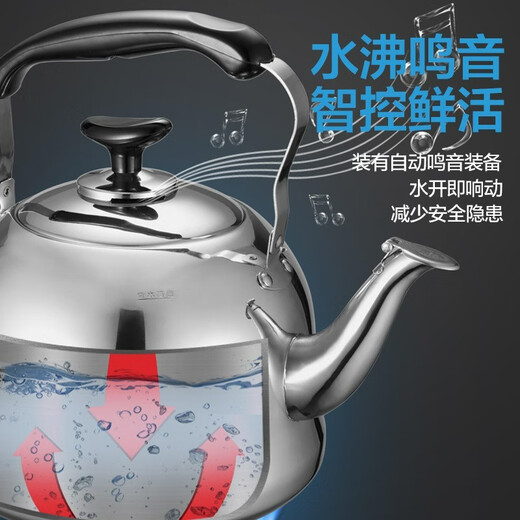 ASD kettle 304 stainless steel fashionable sound kettle gas gas induction cooker universal kettle thickened kettle 6L upgraded thickened 304 stainless steel sound kettle