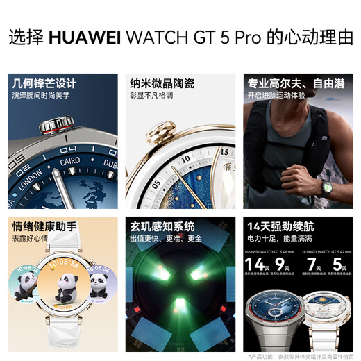 华为（HUAWEI）【国家补贴15%】华为WATCH GT 5 Pro手表运动智能玄玑感知系统进阶运动情绪健康助手长续航AX4Pro 42MM冰川白【送皮表带+贴膜】