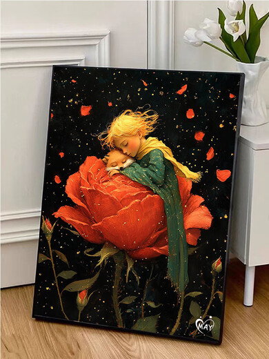 Little Prince Vinoa und Rose Digital Oil Painting DIY Füllung handgefüllter Malvorlagen Dekompression Acrylölmalerei J4877 Little Prince [Ultra-Clear-Upgrade] DIY-Set [verdickter Innenrahmen für massives Holz + Pinsel + Color 2 2