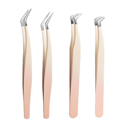 High-precision false eyelash tweezers for grafting beginners hawk beak eyelash tweezers round head gold feather clip entry tool gradient pink poppy 1 piece