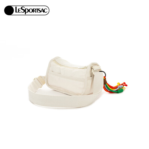 LeSportsac Chen He's same style EVERYDAY BAG zipper multi-compartment solid color versatile crossbody bag as a gift for girls, shell white