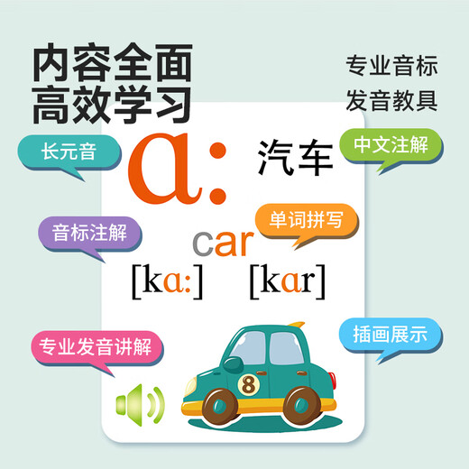 乐乐鱼英语音标发音有声挂图48个26字母表儿童启蒙单词拼读学习墙贴 组合装新款智能英语学习机+英文