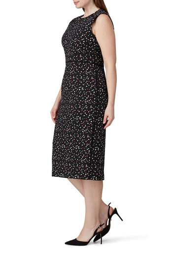 Diane von Furstenberg Women's Slim Fit Hip Dress Sleeveless Round Neck Polka Dot Jacquard Below Knee Length Workplace Commuting Style Black//White 6