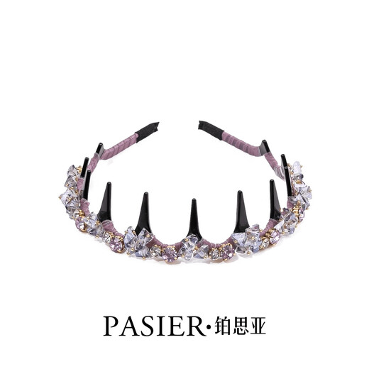 Bosiya Starry Sky Story Headband New Light Luxurious Full Diamond High Top Teeth Comb Headband Going Out Broken Hair Pressed Hairpin Hair Accessory Purple Gift Box for Girlfriend