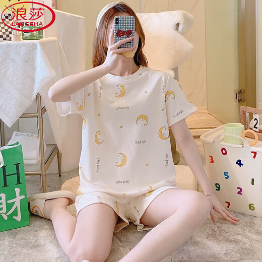 Langsha INS PAJAMAS POUR LES FEMMES SÉMICE Été CARTON MIGLE COTTON MINE CORTS CHOISS POUR LES VOITS DU PEUS EXTÉRIEL