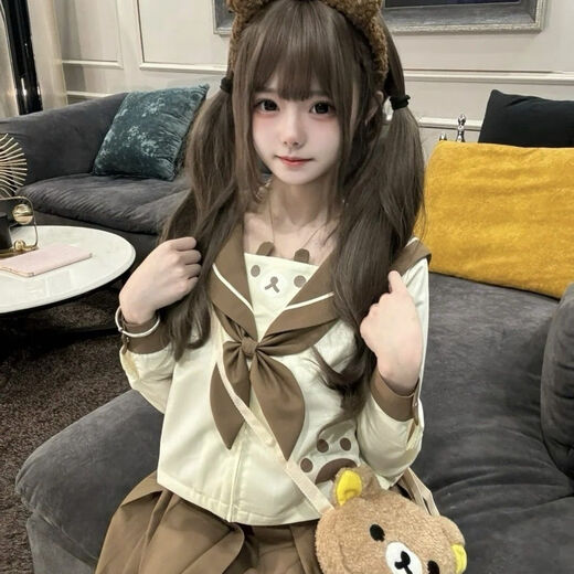 Chun Nasha original jk uniform set genuine student wear college style women's skirt sailor suit full set Japanese college Nana bear long sleeve + short skirt + goldfish festival XL