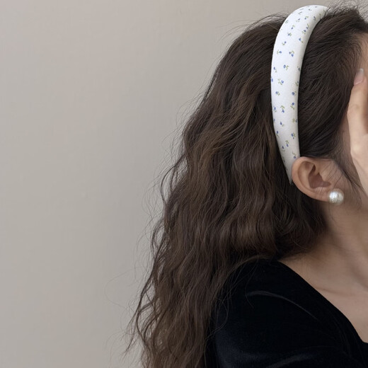 Jiuvia Yi Mengling's same wide-brimmed headband for women 2025 new hairpin bundle high skull knitted headband hairband hair accessories JYFG244 blue floral headband