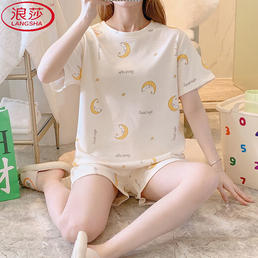 Langsha INS PAJAMAS POUR LES FEMMES SÉMICE Été CARTON MIGLE COTTON MINE CORTS CHOISS POUR LES VOITS DU PEUS EXTÉRIEL