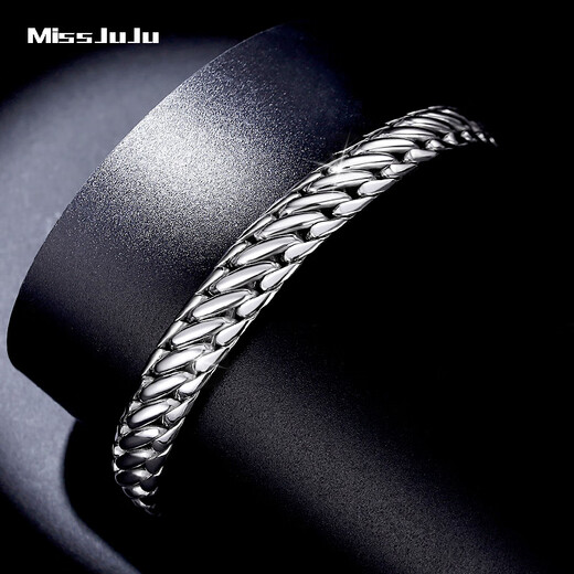 Miss JuJu Domineering Platinum Horsewhip Bracelet Men's Generous pt950 Platinum Thick Solid Bracelet (Customized) Weight 75-76g, 22cm long, about 9.4mm thick