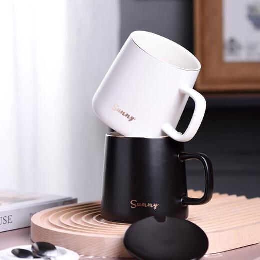 Home Relaxation Ceramic Mug with Spoon Lid for Gifts Coffee Cup Milk Cup Breakfast Cup Office Water Cup Men's and Women's Tea Cup White Home Relaxation Ceramic Mug with Spoon Lid for Gifts Coffee Cup Milk Cup Breakfast Cup Office Water Cup Men's and Women's Tea Cup White