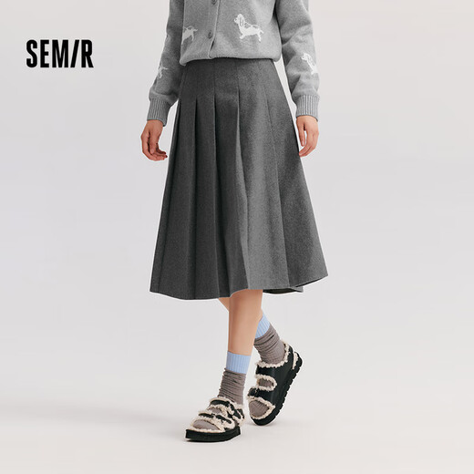 Semir Semir skirt women's imitation woolen skirt 24 winter new style A-line pleated skirt covers the crotch and looks slim 109724120001