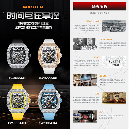 Bugatti (BONEST GATTI) watch fast series German mechanical watch men's diamond business watch New Year's Eve gift 5004