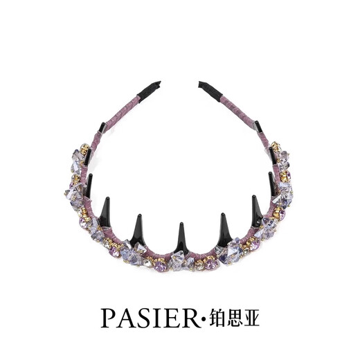 Bosiya Starry Sky Story Headband New Light Luxurious Full Diamond High Top Teeth Comb Headband Going Out Broken Hair Pressed Hairpin Hair Accessory Purple Gift Box for Girlfriend