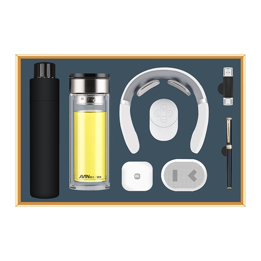 Super high-end souvenirs for business gifts customized safety month souvenirs prizes practical company event thermos cup set black丨glass cup brand set-eight piece set conference housewarming opening celebration project random gift box
