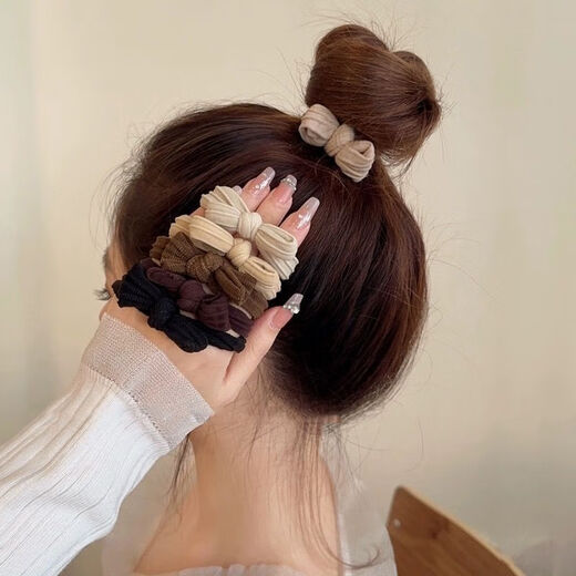 Demina Bow Hair Tie High Elasticity Rubber Band Women's Ball Hair Tie Adult Durable Hair Tie Simple High-end Popular Ponytail Bow Tie Hair Tie Mixed Colors 10