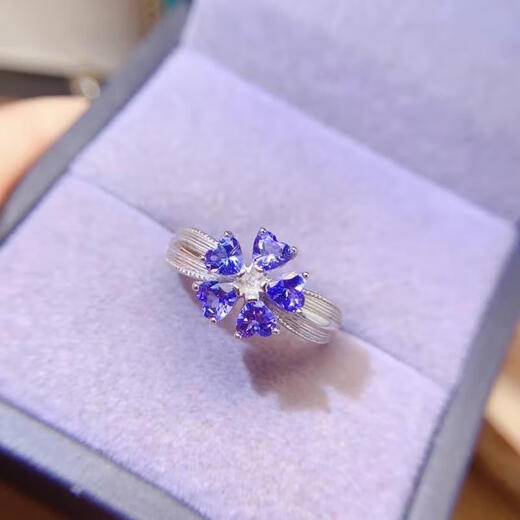 Wei Ci heart-shaped natural tanzanite ring for women live mouth 925 silver group inlaid with blue gems thick ring arm fashion special gift