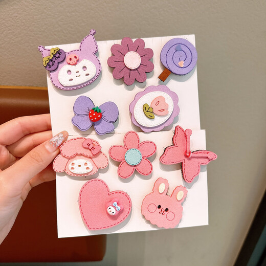 Sanrio Children's Cartoon Velcro for Girls Hair Sorting Artifact for Girls with Side Bangs Hairpins for Baby Hair Accessories Q609 Pink Strawberry Bear