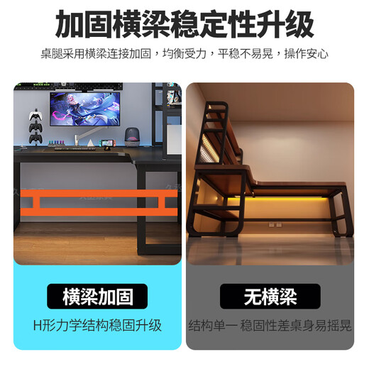 Jiucheng Furniture Corner Computer Table Home E-Sports Bookshelf Combination Table Bedroom L-Shaped Table Extra Thick 25mm Desktop Black Left Corner 140x100x74cm