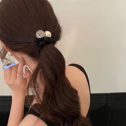 Jieweiyi Pearl Headband Exquisite Small Intestinal Hair Band High-end Rubber Band Women's Hair Rope High Ponytail Ball Hair Accessory JYFQ138 Smiling Face Pearl Headband