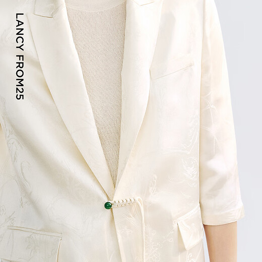 Langzi Lantingxu mulberry silk suit jacket temperament summer new new Chinese button suit off-white 2XL