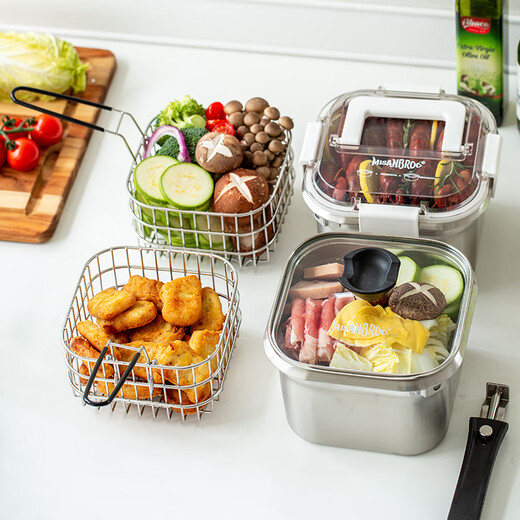 MISANBROO Finnish fryer household 316 stainless steel provincial fried chicken nuggets with filter mini camping picnic pot multi-functional cooking pot + glass lid 17cm