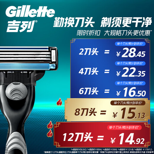 Gillette blades adapted to the Forward 3 classic razor blade Gillette head imported original 2-head non-Geely