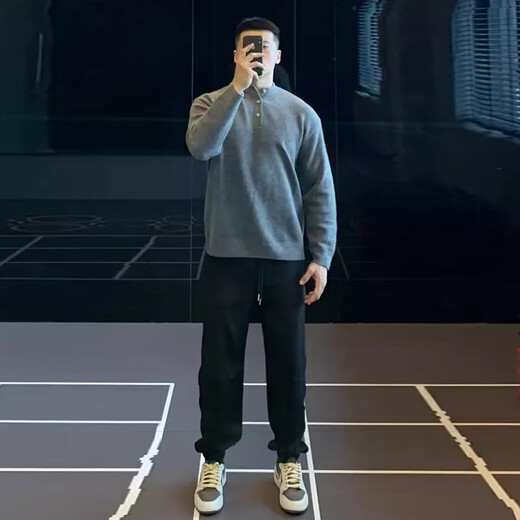 IRONTRAP Henry collar woolen sweater bottoming men's loose long-sleeved sports pullover sweater for autumn and winter brown brown S