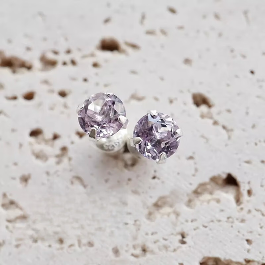 Weici natural tanzanite earrings for women, amethyst gemstones plated with 18K gold, high-end niche s925 sterling silver earrings (silver) amethyst 5mm earrings - round