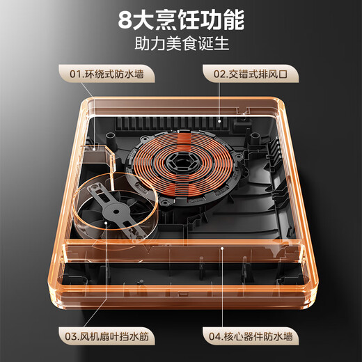 Midea induction cooker electric ceramic stove 2200W high-power household fierce stir-frying durable panel eight-speed firepower slim induction cooker hot pot state subsidy C22-RT22E01