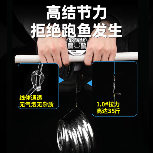 Pulian carbon line main line carbon sea fishing sea pole sea pole throwing fishing line special sub-line sub-front lead line soft carbon wire - transparent 220 meters strong tensile strength more wear-resistant fast cutting water shot one shot two No. 1