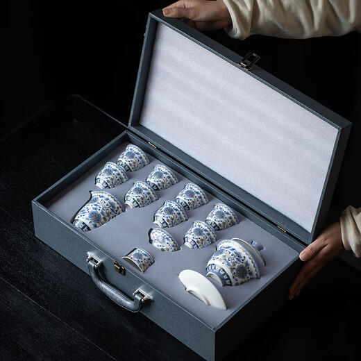 Simitang Ceramic Kung Fu Tea Set for Home Office Complete Set of White Porcelain Covered Bowl Teacup Business Gift Souvenir