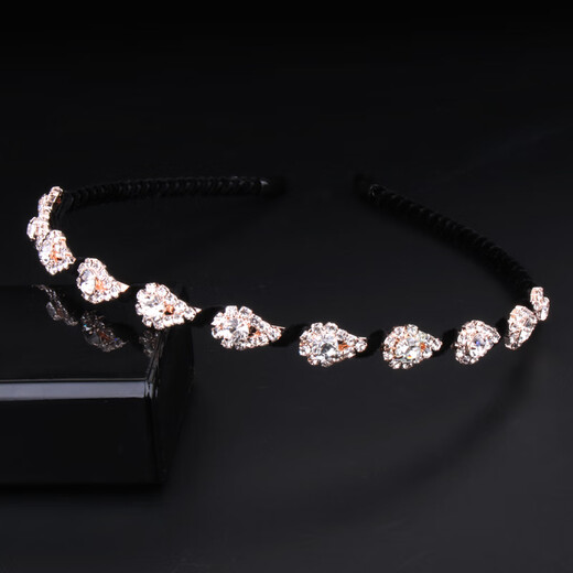 Yunru 520 gift to girlfriend, Korean style rhinestone pearl bow thin hair hoop, Korean crystal bow tie, bunny ears hair, baby's breath