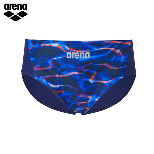 Arena's 25ème nouveau maillot de bain pour hommes, motif dynamique et cool, haute élasticité et confortable maillot de bain triangle à entrejambe haut pour hommes, bleu marine, tissu doux blanc, haute élasticité et non serré L