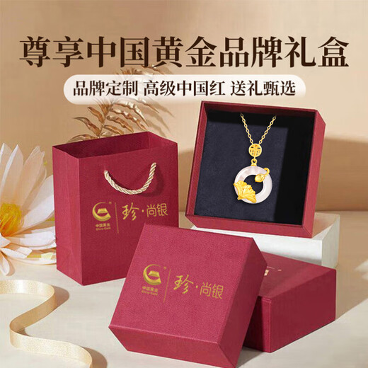 Zhen Shang Silver Chinese Gold Silver Necklace Women's Peace Button Jade Pendant Girls Mom Mother Birthday Gift Ladies Practical Wife