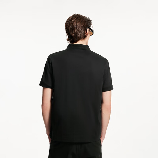 JACK&JONES men's new summer style solid color cotton logo embroidered lapel straight business casual short sleeves 225206049 E40 black regular M (175)