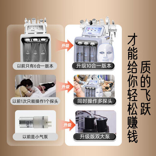 Small Bubble Beauty Instrument Cleaner Beauty Salon Special Second Generation Hydrogen Oxygen Bubble Instrument Cleansing Facial Blackheads Instrument High-Quality Large Double Pump Green 6-in-1 + Cart