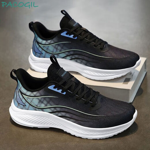 男鞋运动鞋男款春秋新款夏季透气网面休闲鞋子男士软底跑步鞋 6227-黑色 44
