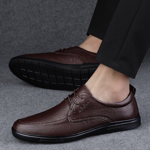R RED DRAGONFLY Red Dragonfly's leather shoes men's genuine leather autumn soft sole new shoes men's casual shoes business formal wear fashion black 8375 lace-up 40
