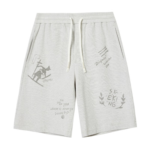 JACK&JONES Men's Versatile, Fashionable and Cool Street Letter Printed Patch Drawstring Loose Casual Shorts 22529F044 G01 Lime Gray S (170)